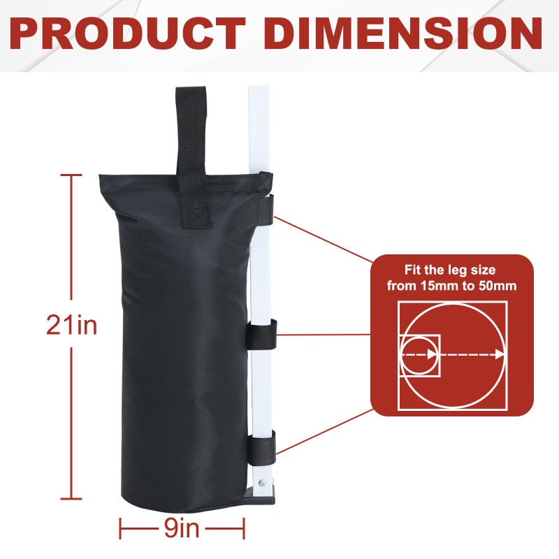 ABCCANOPY 150 LBS Extra Large Canopy Sand Bags, 4-Pack, Black (Without Sand) - Image 4